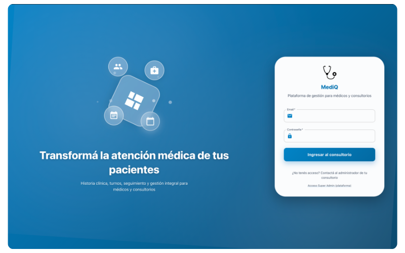 Vista del sistema Red Clinica